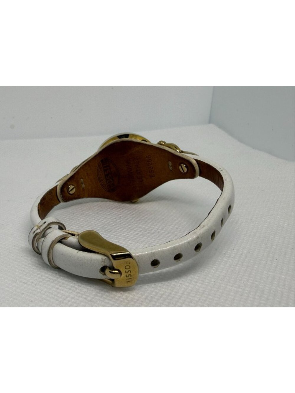 Fossil Georgia Women Gold-Tone Stainless Steel Watch White Leather Strap ES3266 - Picture 10 of 11